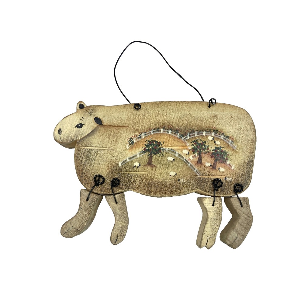 Vtg Handmade Sheep/Hanger Hand Painter Country Cottage Decor 7.25"